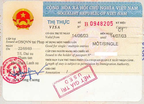 Exemple de visa vietnamien